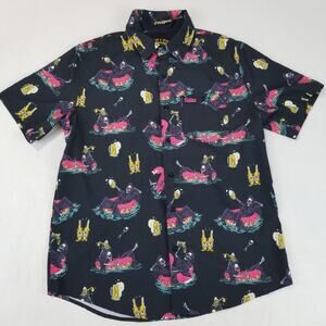 Sullen Art Co Shirt Mens Small Black Poolside Essentials Reaper Beer Button Up